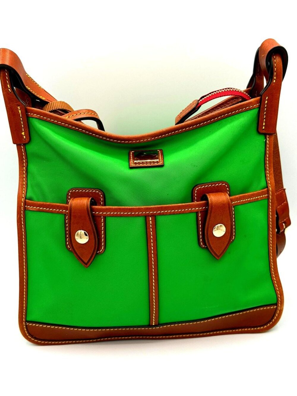 Dooney & Bourke Green Nylon Leather Trim Crossbody Shoulder Bag